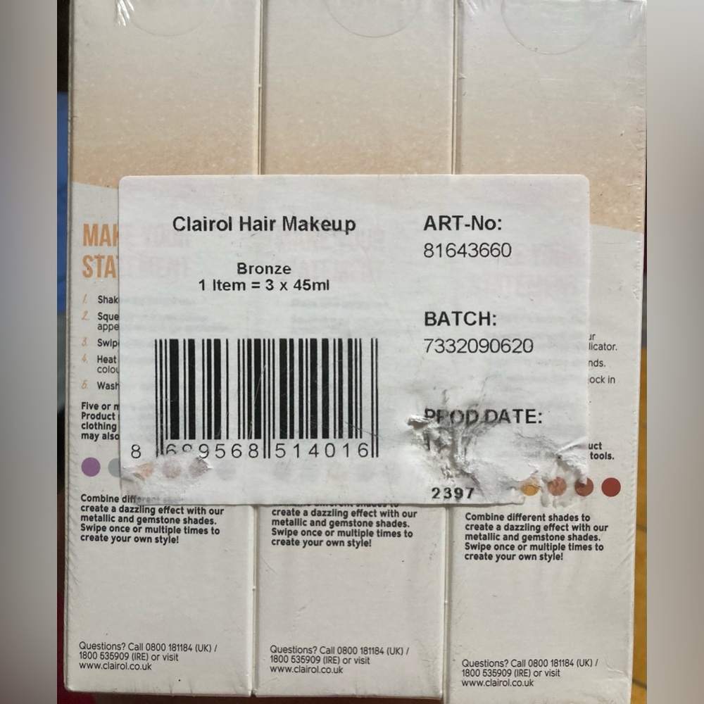 NWT Lot of 3 Clairol Color Craze Hair Makeup Shimmering Bronze Color - Picture 6 of 6